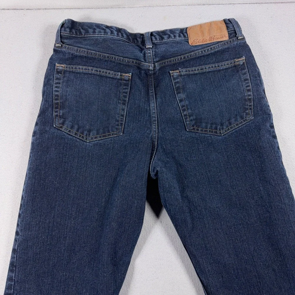 Eddie Bauer Flannel Lined Jeans Men 32x32 Relaxed Fit Dark Blue Denim‎ Workwear